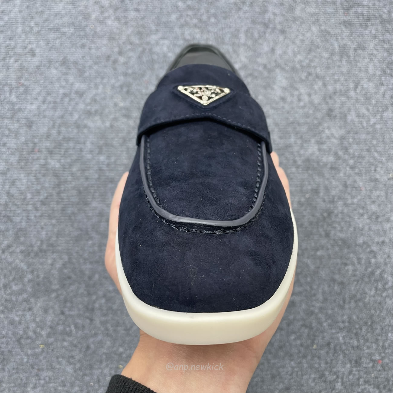 Prada Logo Suede Loafers (8) - newkick.cc